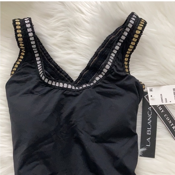 NWT La Blanca Black Slimming One Piece Swimsuit - Picture 7 of 10